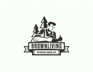 木材工人logo标志设计